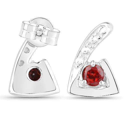 0.44 Carat Genuine Garnet .925 Sterling Silver Earrings - Image 3