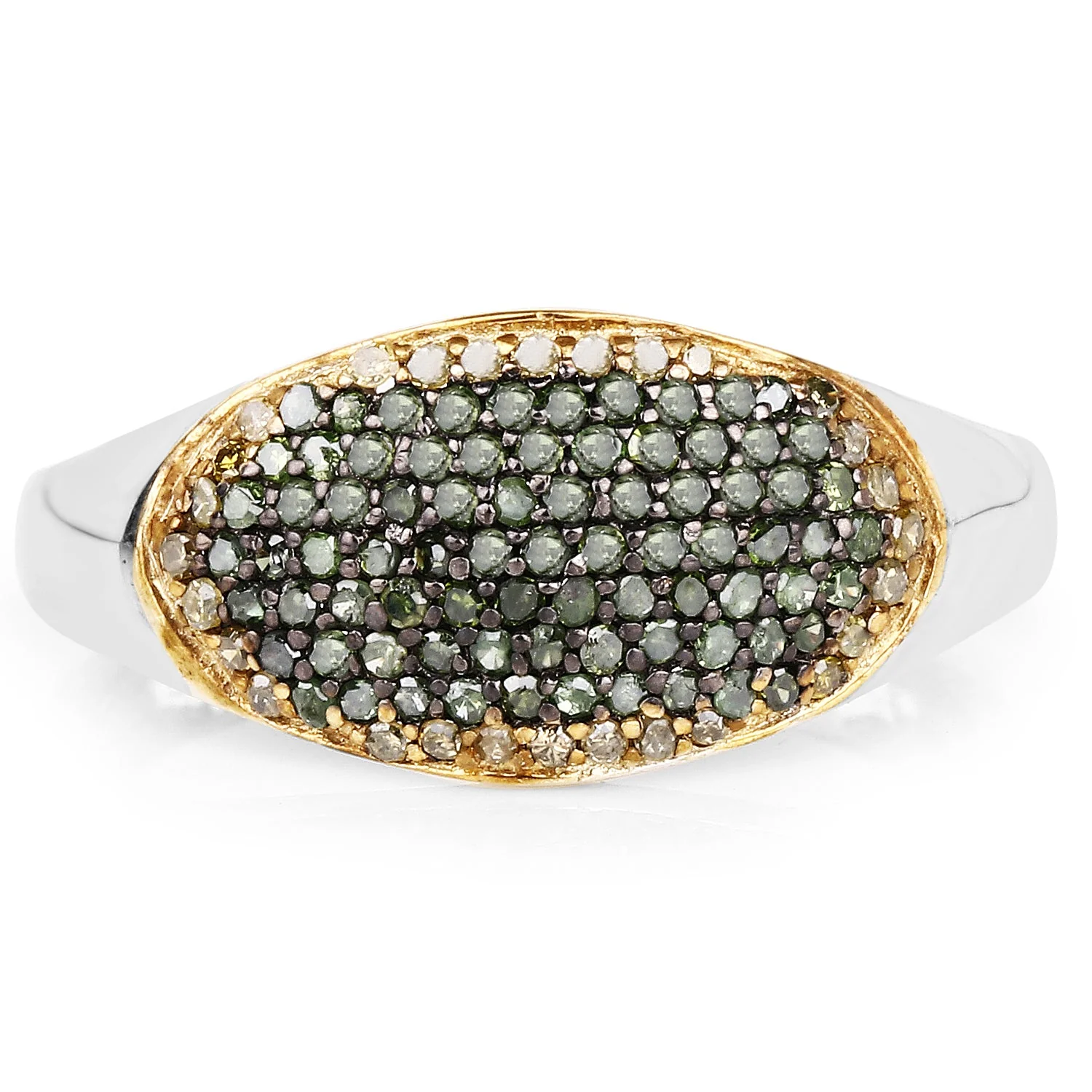 0.45 Carat Genuine Green Diamond and Yellow Diamond .925 Sterling Silver Ring - Image 3