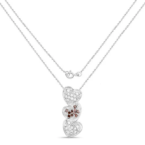 0.45 Carat Genuine Red Diamond and White Diamond .925 Sterling Silver Pendant - Image 2