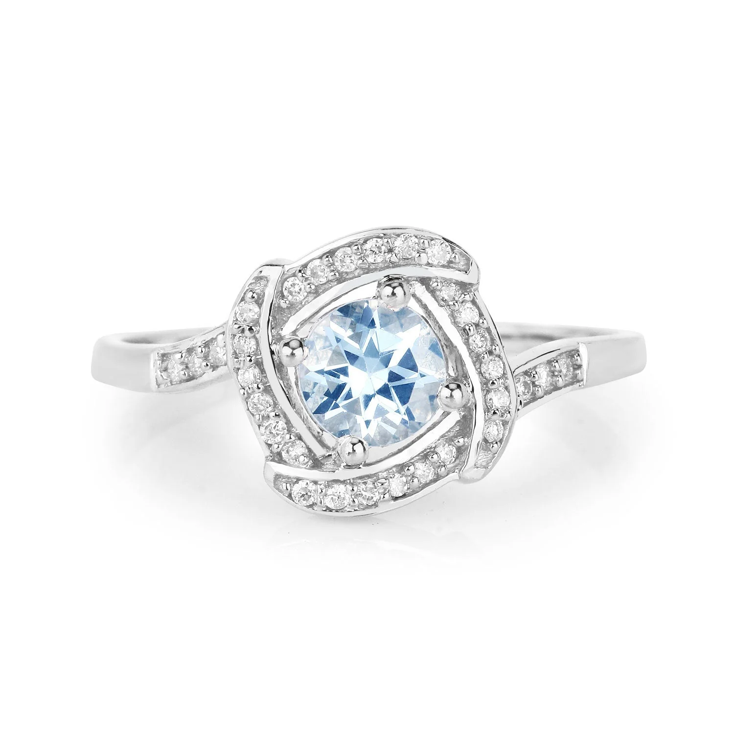0.46 Carat Genuine Aquamarine and White Diamond 14K White Gold Ring - Image 3