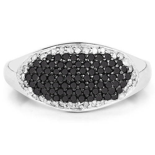 0.46 Carat Genuine Black Diamond and White Diamond .925 Sterling Silver Ring - Image 6