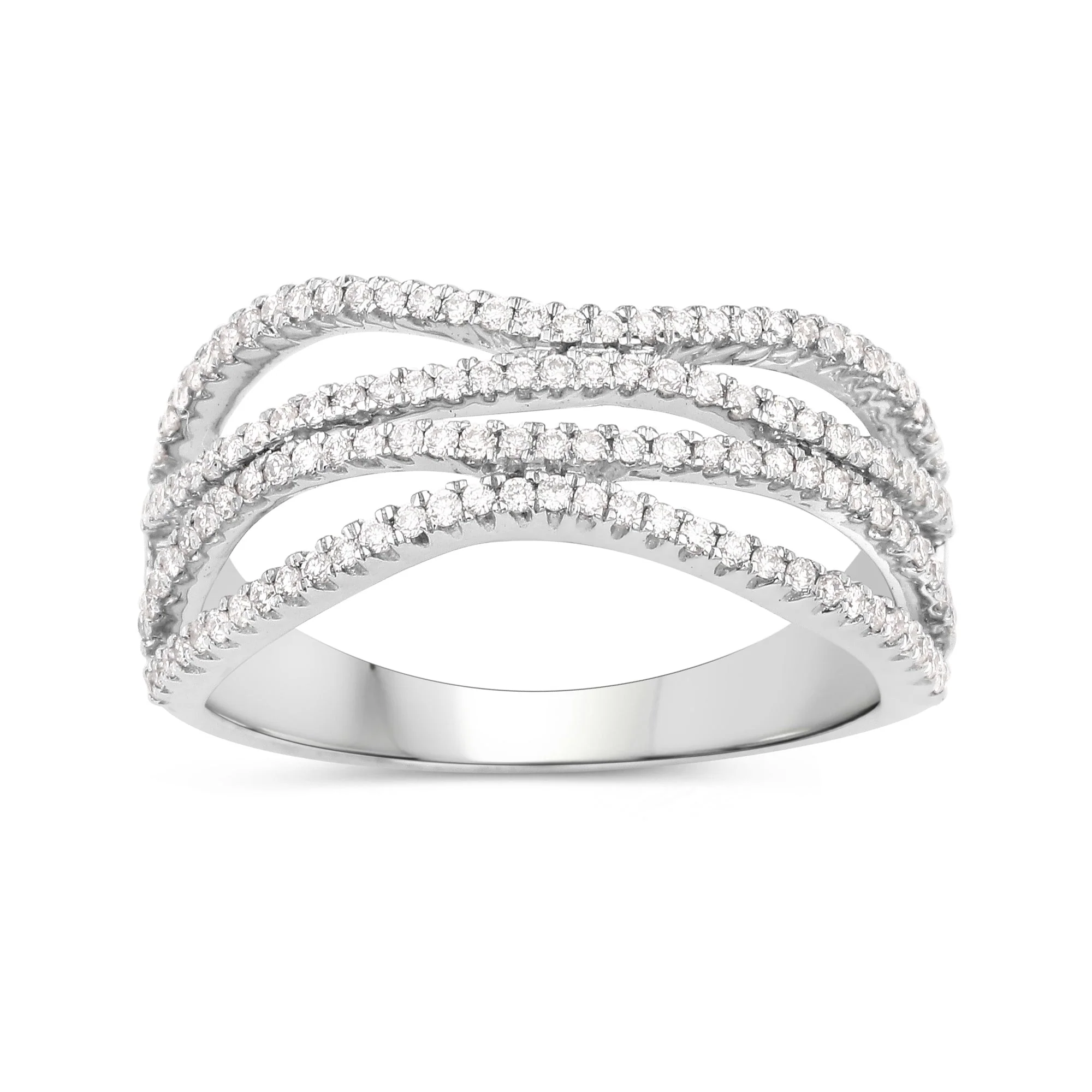0.46 Carat Genuine White Diamond 14K White Gold Ring (F-G Color, SI Clarity) - Image 2