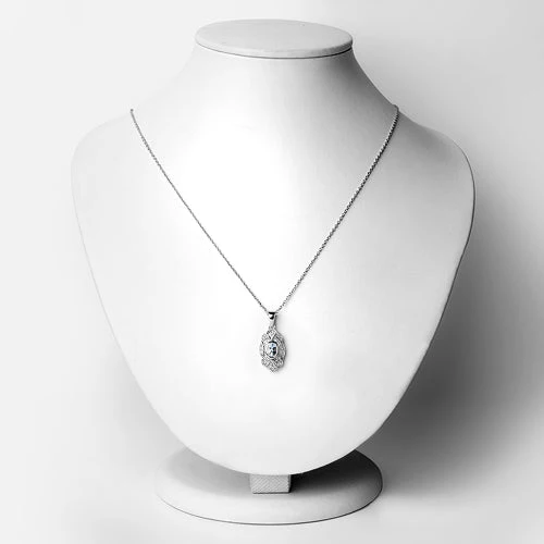 0.48 Carat Genuine Aquamarine and White Topaz .925 Sterling Silver Pendant - Image 5