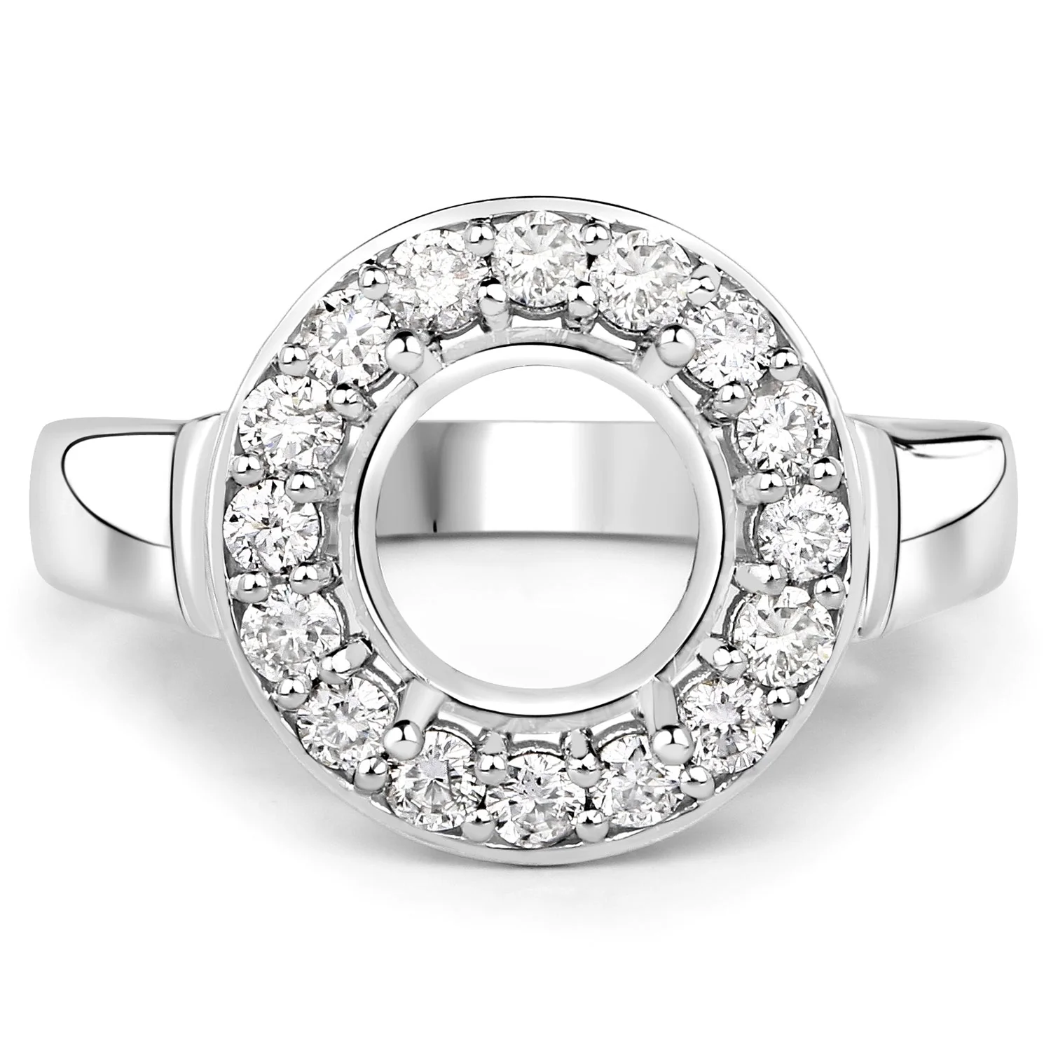 0.48 Carat Genuine White Diamond 14K White Gold Semi Mount Ring - holds 8.00mm Round Gemstone - Image 4