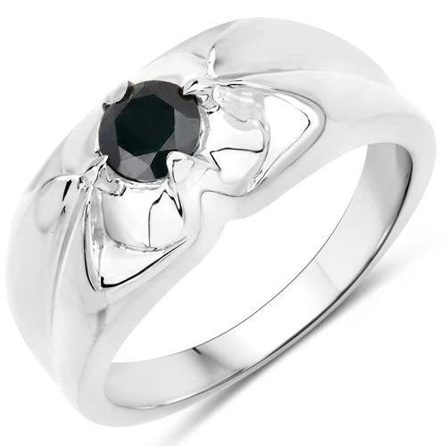 0.50 Carat Genuine Black Diamond .925 Sterling Silver Ring - Image 2