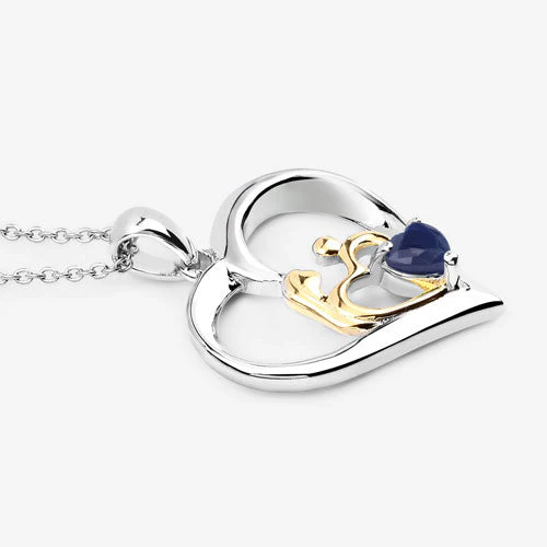 0.50 Carat Genuine Blue Sapphire .925 Sterling Silver Pendant - Image 10