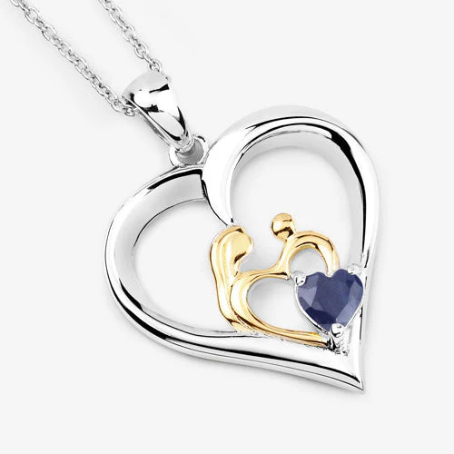 0.50 Carat Genuine Blue Sapphire .925 Sterling Silver Pendant - Image 9
