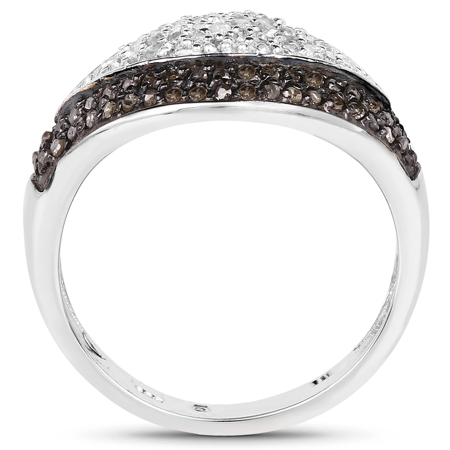 0.50 Carat Genuine Champagne Diamond and White Diamond .925 Sterling Silver Ring - Image 2