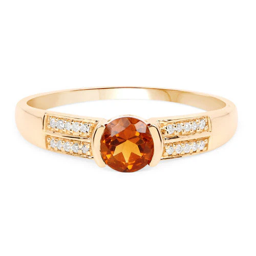 0.51 Carat Genuine Citrine and White Diamond 14K Yellow Gold Ring - Image 6