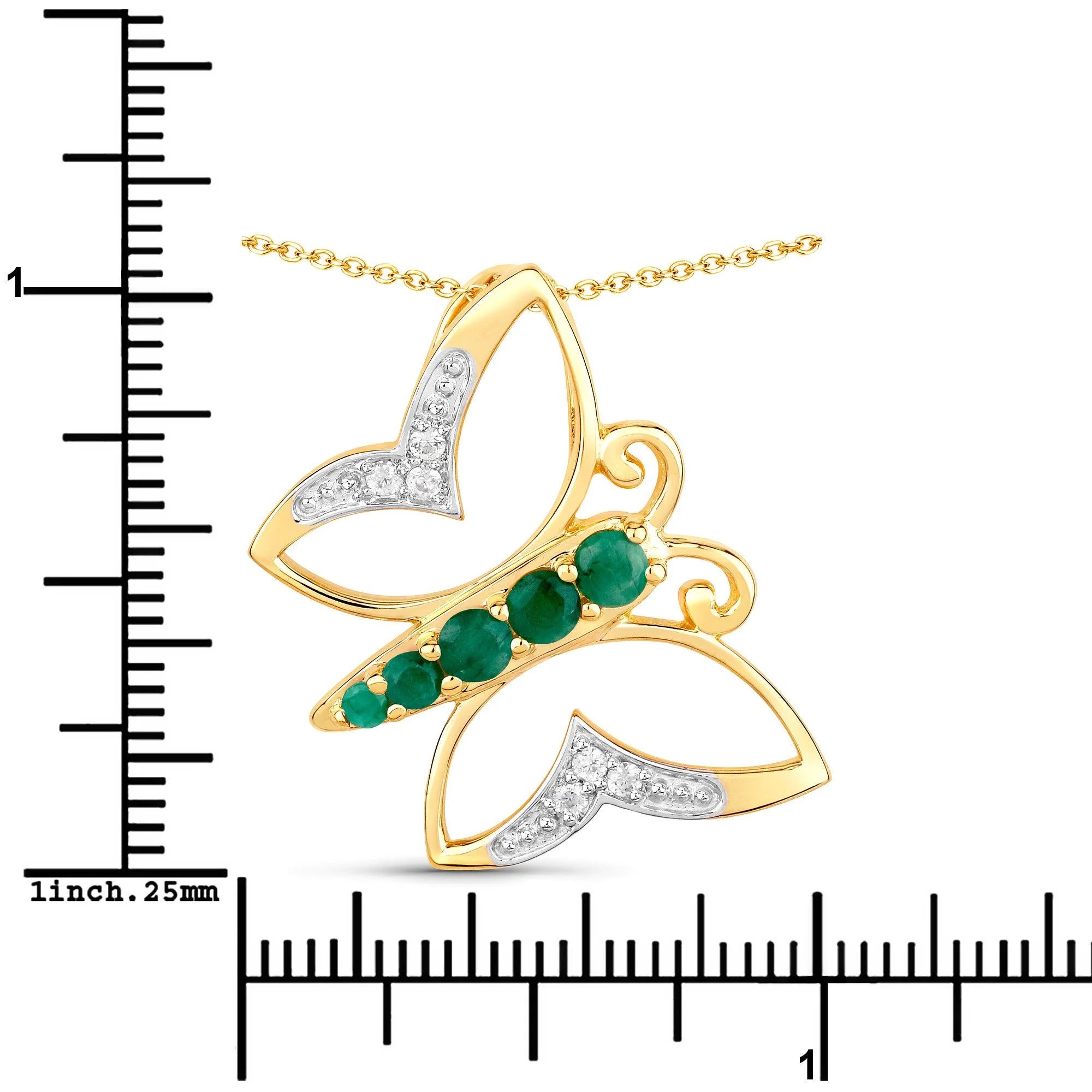 0.51 Carat Genuine Emerald and White Zircon .925 Sterling Silver Necklace - Image 3