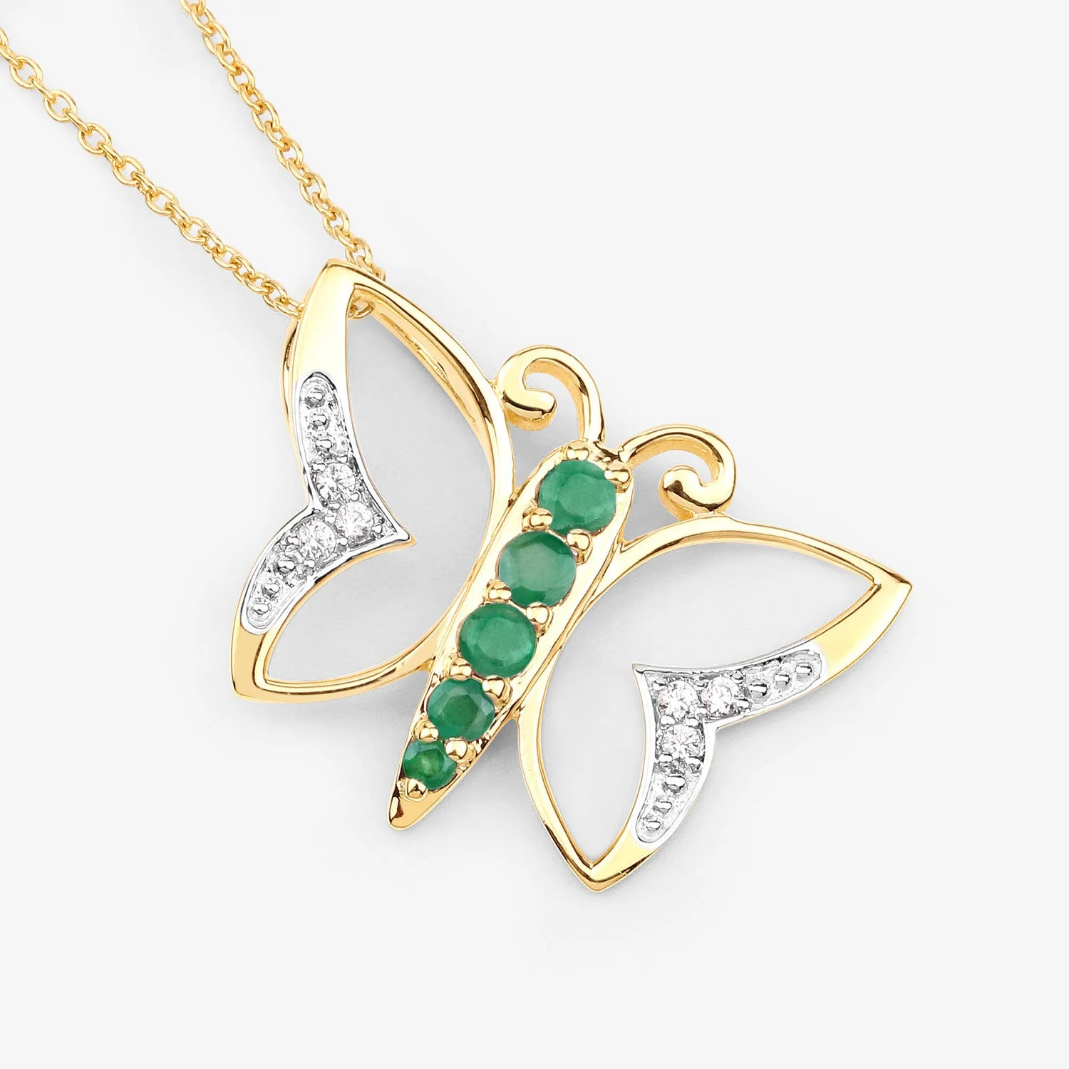 0.51 Carat Genuine Emerald and White Zircon .925 Sterling Silver Necklace - Image 4
