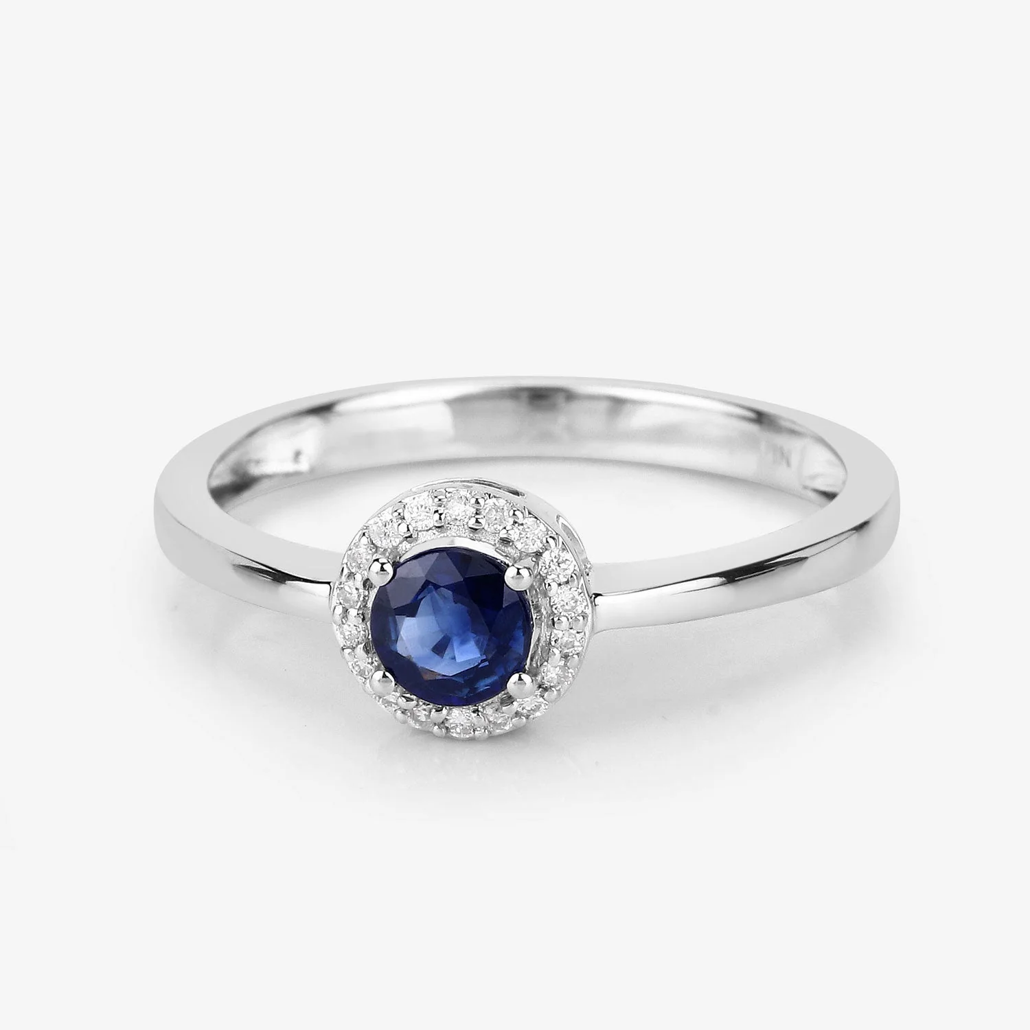 0.52 Carat Genuine Blue Sapphire and White Diamond 14K White Gold Ring - Image 3