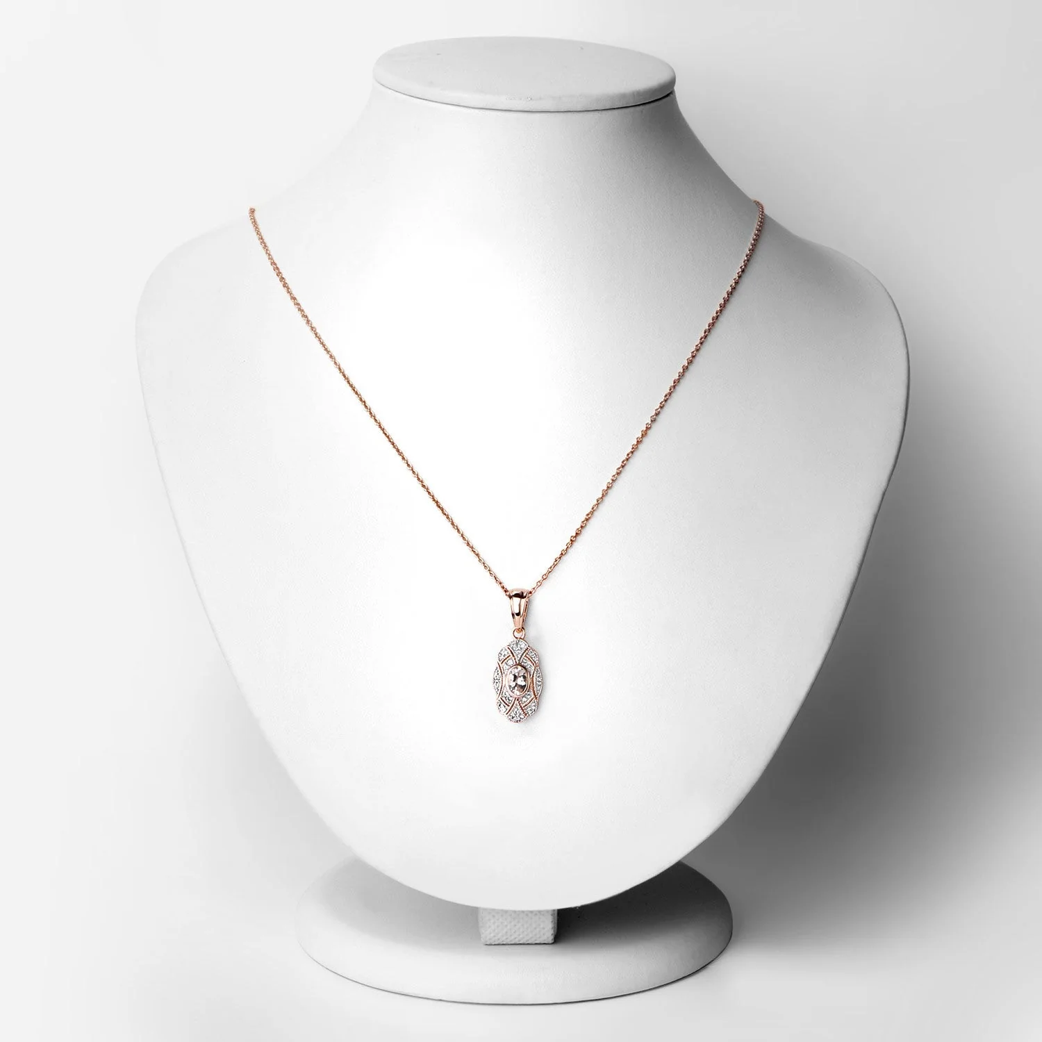 0.52 Carat Genuine Morganite and White Topaz .925 Sterling Silver Pendant - Image 2