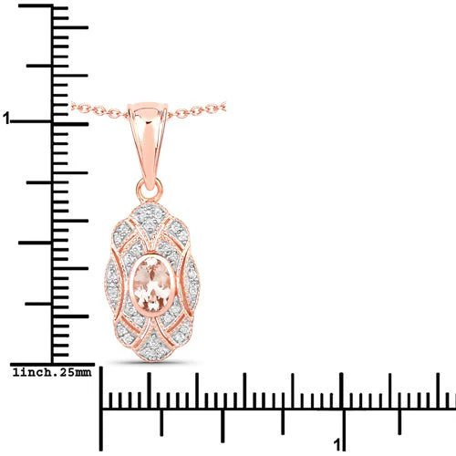 0.52 Carat Genuine Morganite and White Topaz .925 Sterling Silver Pendant - Image 7