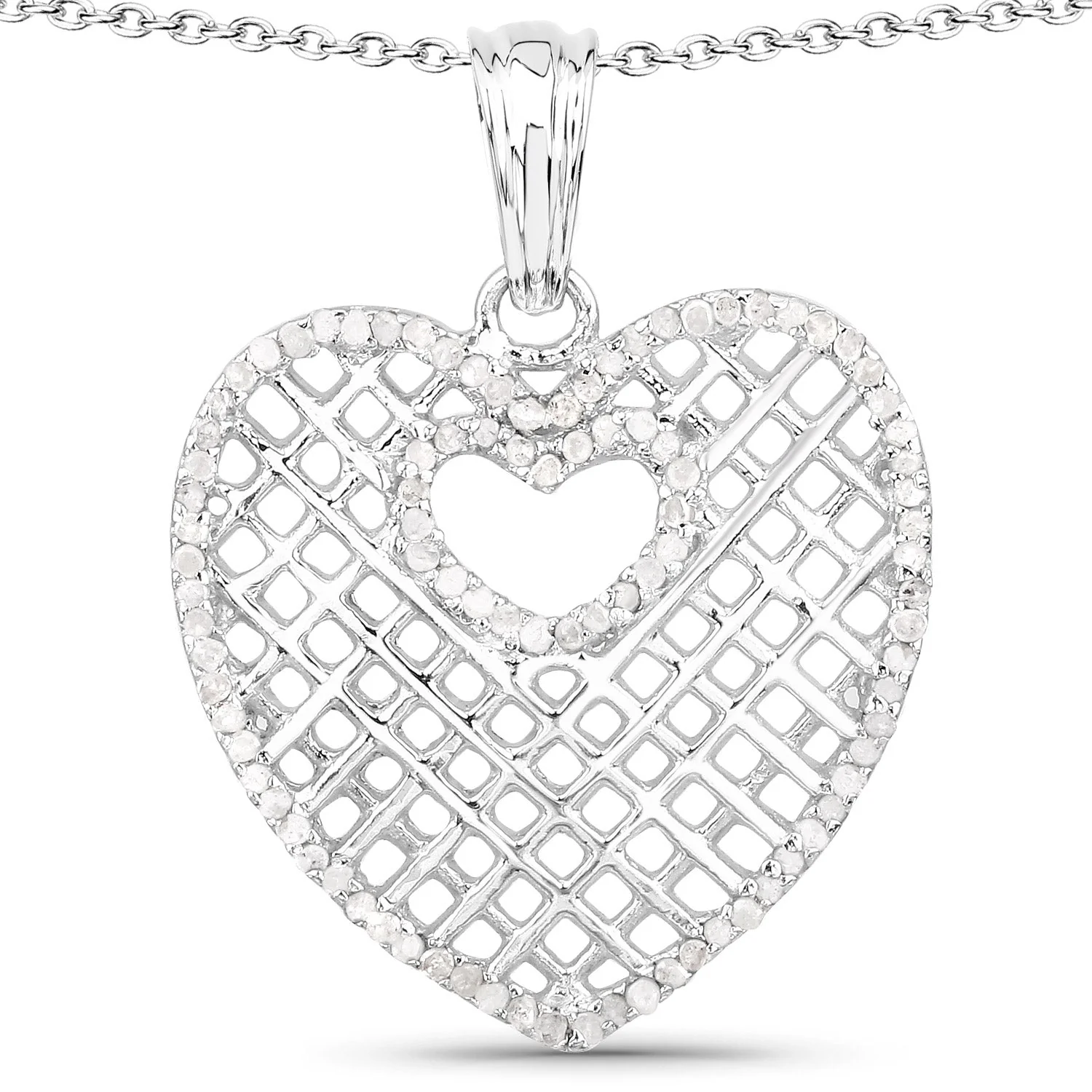 0.52 Carat Genuine White Diamond .925 Sterling Silver Pendant