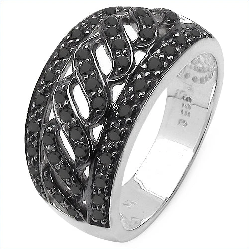 0.54 Carat Genuine Black Diamond .925 Sterling Silver Ring - Image 2