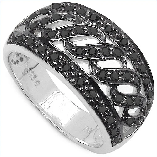 0.54 Carat Genuine Black Diamond .925 Sterling Silver Ring - Image 3