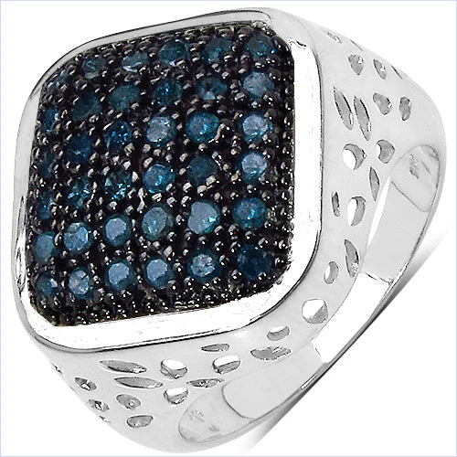 0.54 Carat Genuine Blue Diamond .925 Sterling Silver Ring - Image 4