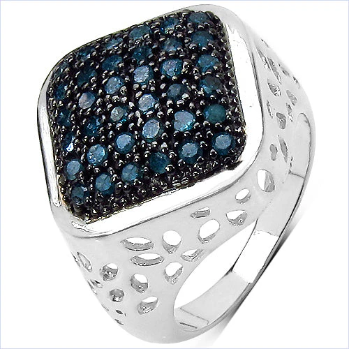 0.54 Carat Genuine Blue Diamond .925 Sterling Silver Ring - Image 5