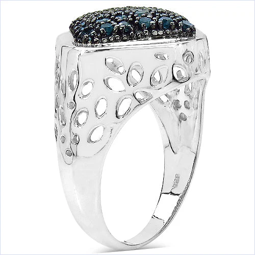0.54 Carat Genuine Blue Diamond .925 Sterling Silver Ring - Image 6