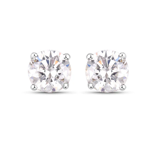 0.54 Carat Genuine White Diamond 14K White Gold Earrings - Image 2