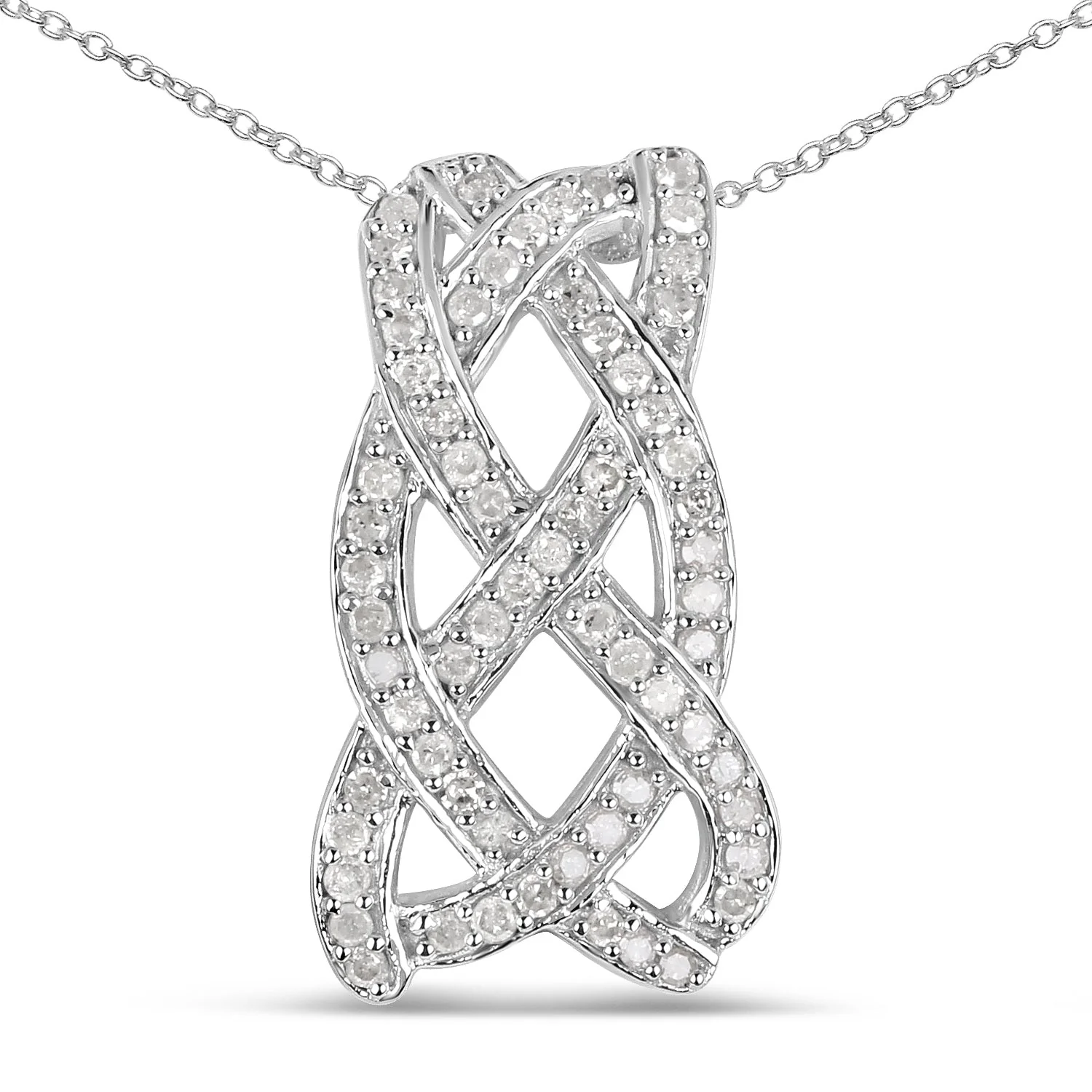 0.54 Carat Genuine White Diamond .925 Sterling Silver Pendant