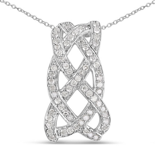 0.54 Carat Genuine White Diamond .925 Sterling Silver Pendant - Image 3