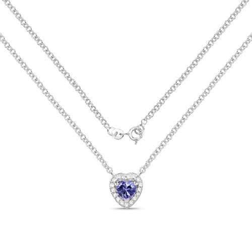 0.55 Carat Genuine Tanzanite and White Topaz .925 Sterling Silver Necklace - Image 4
