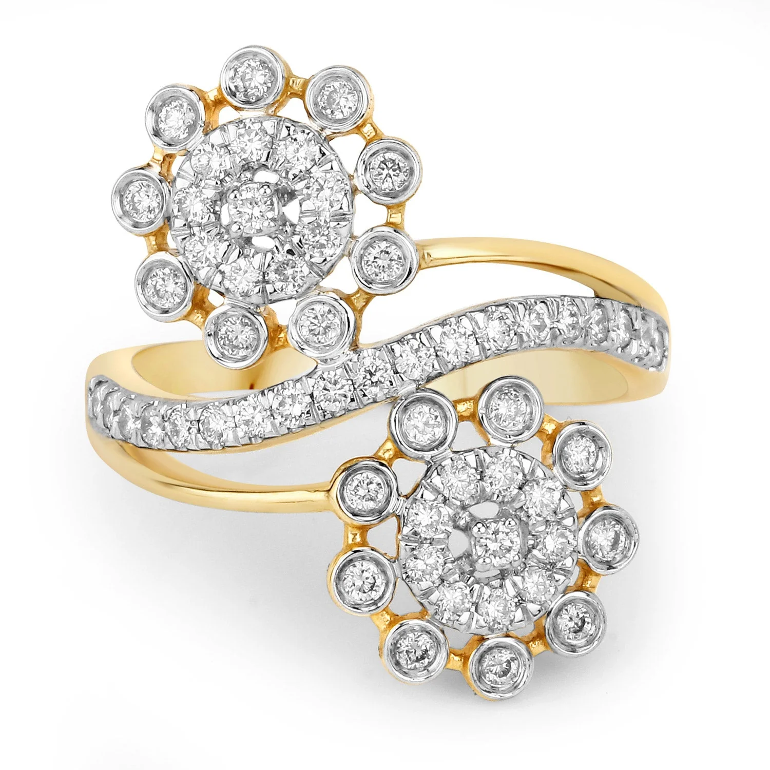 0.56 Carat Genuine White Diamond 14K Yellow Gold Ring (E-F Color, SI1-SI2 Clarity) - Image 3
