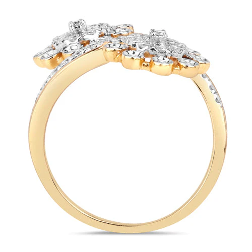 0.56 Carat Genuine White Diamond 14K Yellow Gold Ring (E-F Color, SI1-SI2 Clarity) - Image 6