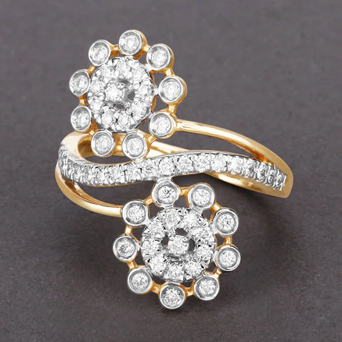0.56 Carat Genuine White Diamond 14K Yellow Gold Ring (E-F Color, SI1-SI2 Clarity) - Image 8