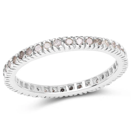 0.57 Carat Genuine Champagne Diamond .925 Sterling Silver Ring - Image 4