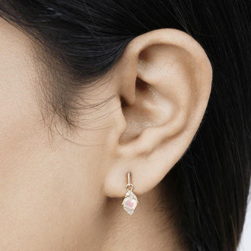 0.57 Carat Genuine Ethiopian Opal and White Diamond 14K Yellow Gold Earrings - Image 15