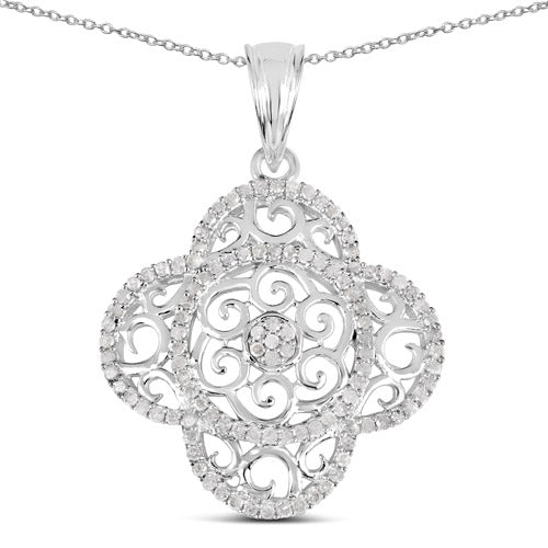 0.57 Carat Genuine White Diamond .925 Sterling Silver Pendant - Image 3
