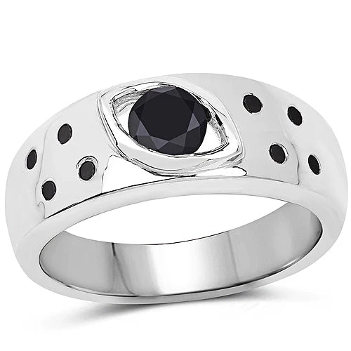 0.59 Carat Genuine Black Diamond .925 Sterling Silver Ring - Image 4