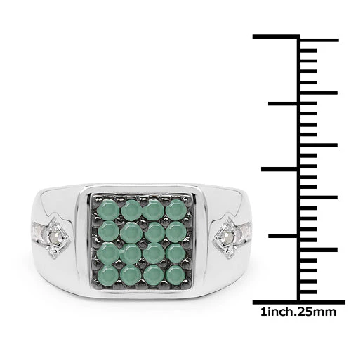 0.60 Carat Genuine Emerald & White Diamond .925 Sterling Silver Ring - Image 6