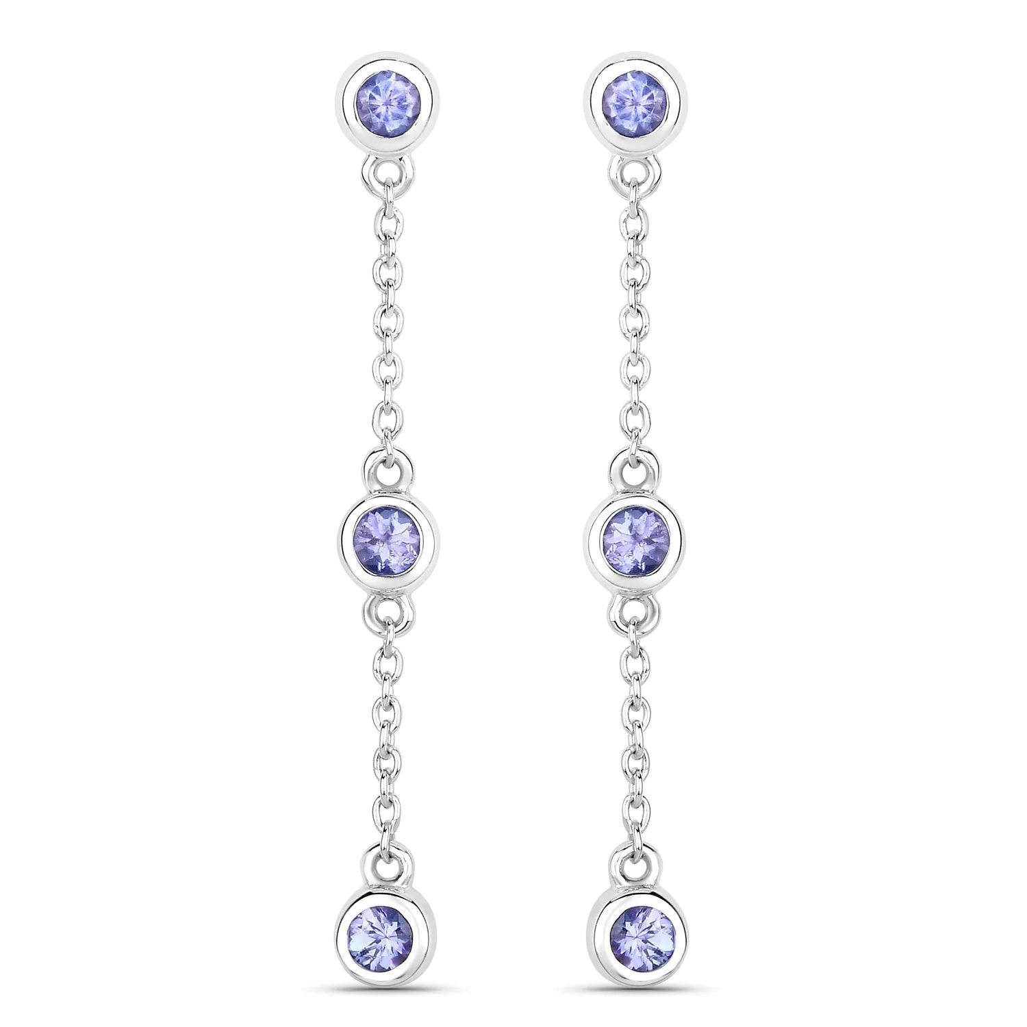 0.60 Carat Genuine Tanzanite .925 Sterling Silver Earrings