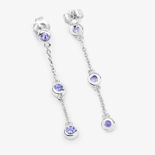 0.60 Carat Genuine Tanzanite .925 Sterling Silver Earrings - Image 12
