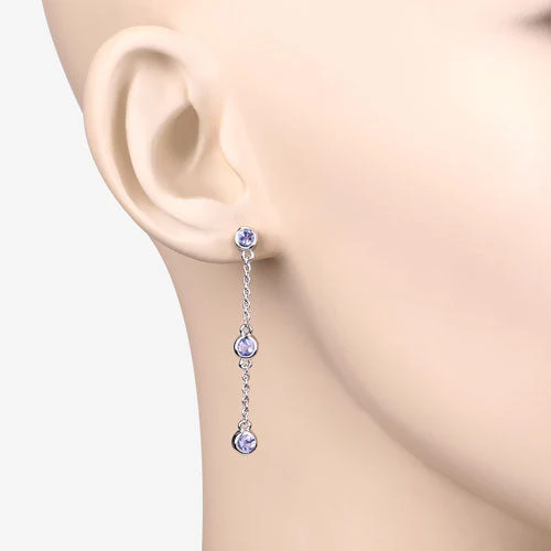 0.60 Carat Genuine Tanzanite .925 Sterling Silver Earrings - Image 9