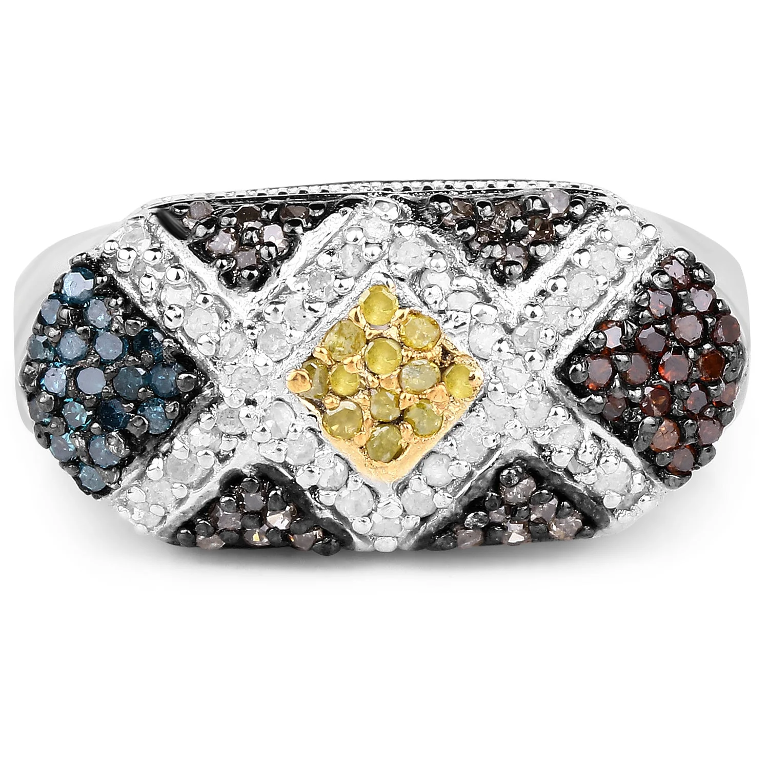 0.61 Carat Genuine Multi Diamond .925 Sterling Silver Ring - Image 3