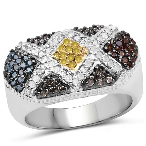 0.61 Carat Genuine Multi Diamond .925 Sterling Silver Ring - Image 4