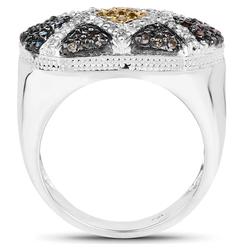 0.61 Carat Genuine Multi Diamond .925 Sterling Silver Ring - Image 5