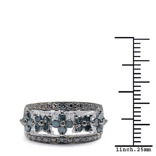 0.62 Carat Genuine Blue Diamond .925 Sterling Silver Ring - Image 6