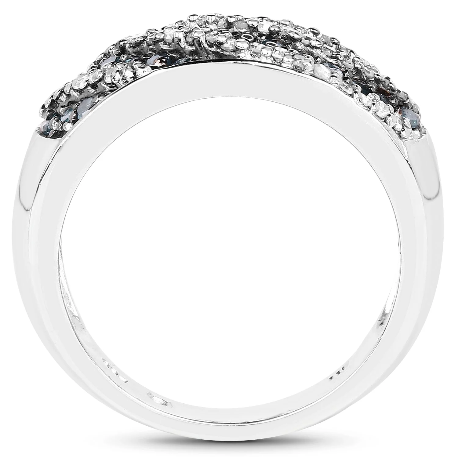 0.62 Carat Genuine Blue Diamond and White Diamond .925 Sterling Silver Ring - Image 2