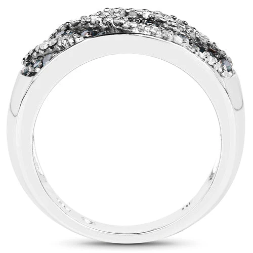 0.62 Carat Genuine Blue Diamond and White Diamond .925 Sterling Silver Ring - Image 5