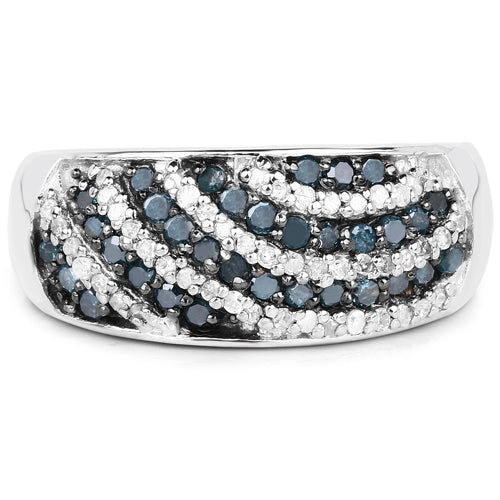 0.62 Carat Genuine Blue Diamond and White Diamond .925 Sterling Silver Ring - Image 6