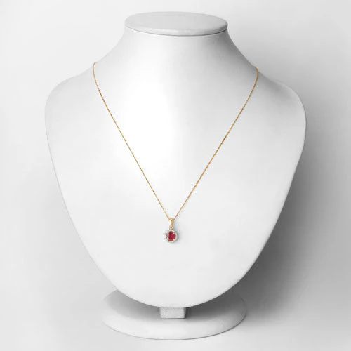0.62 Carat Genuine Ruby and White Diamond 14K Yellow Gold Pendant - Image 2