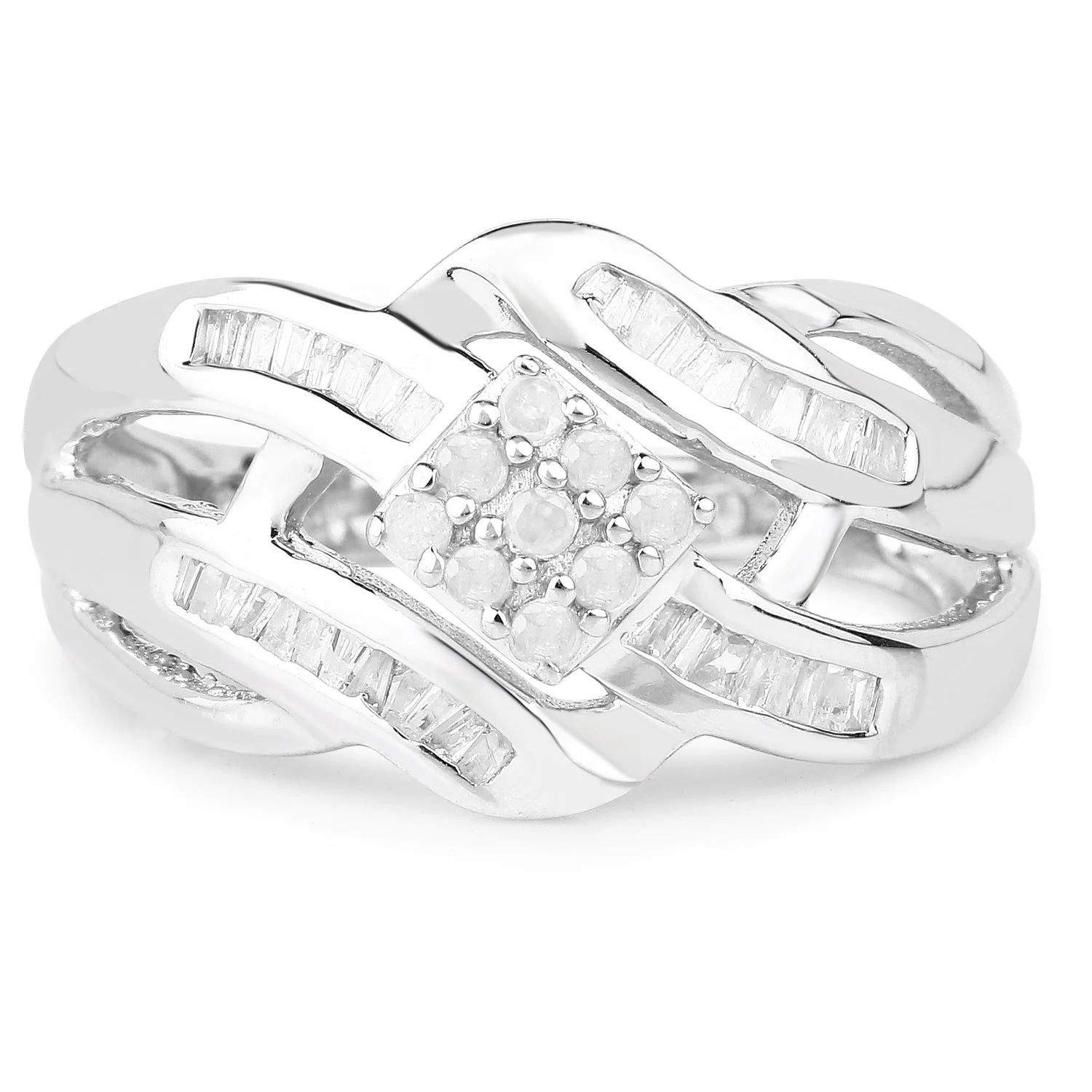 0.62 Carat Genuine White Diamond .925 Sterling Silver Ring - Image 3