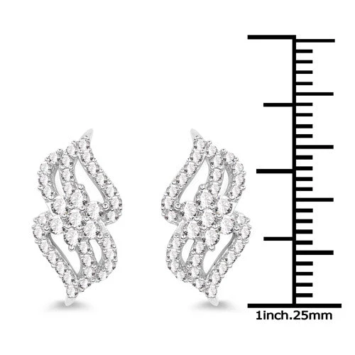 0.68 Carat Genuine White Diamond 14K White Gold Earrings (G-H Color, SI1-SI2 Clarity) - Image 6