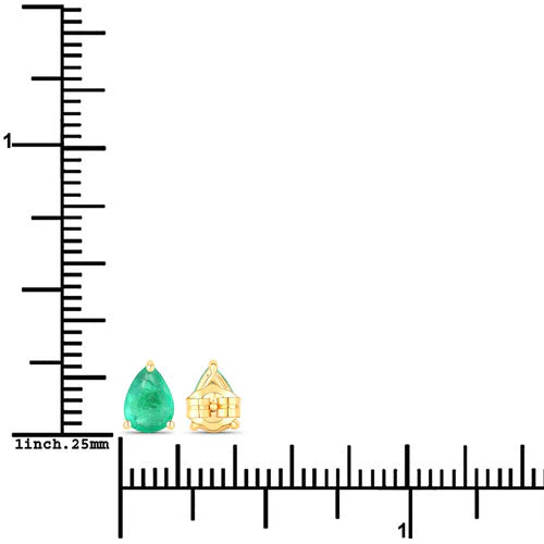 0.70 Carat Genuine Zambian Emerald 14K Yellow Gold Earrings - Image 3